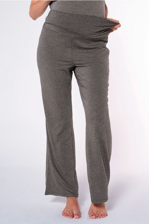 Womensecret Pantalón premamá ancho de punto básico gris