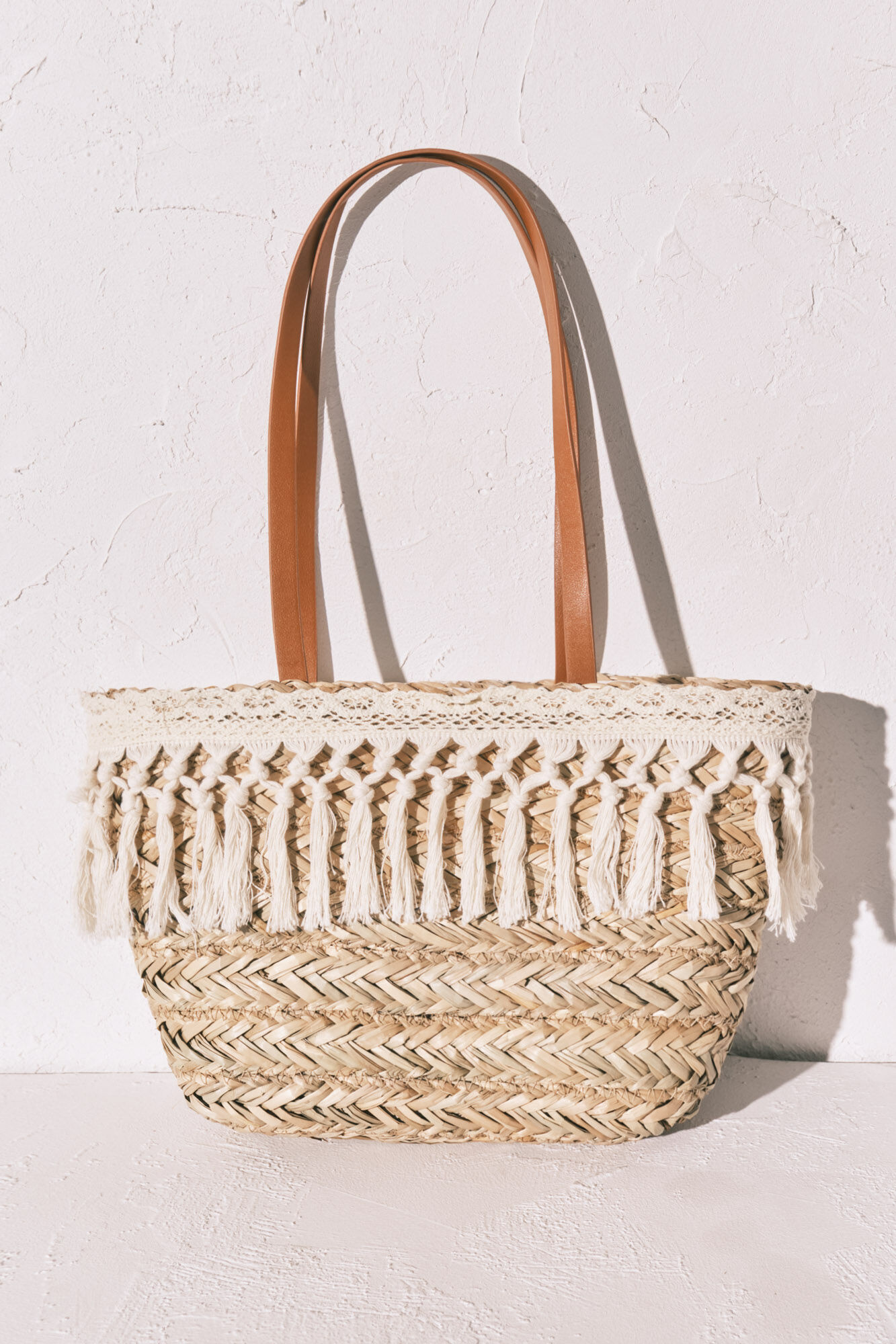 Women'secret Medium raffia and crochet basket bag