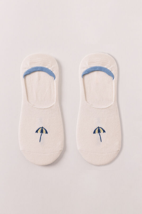Women'secret Embroidered umbrella no-show socks nude