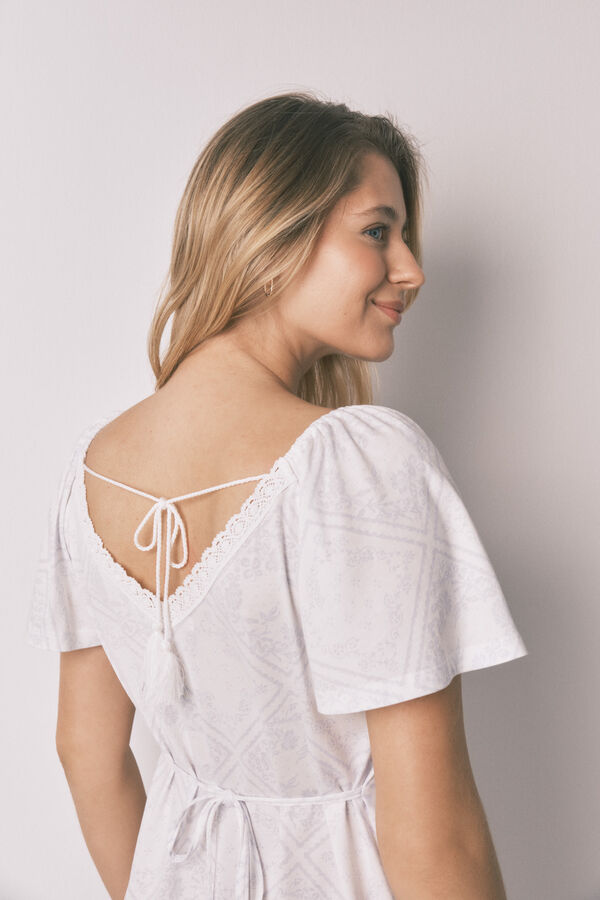 Women'secret Blue cotton ruffle nightgown MATERNITY blue