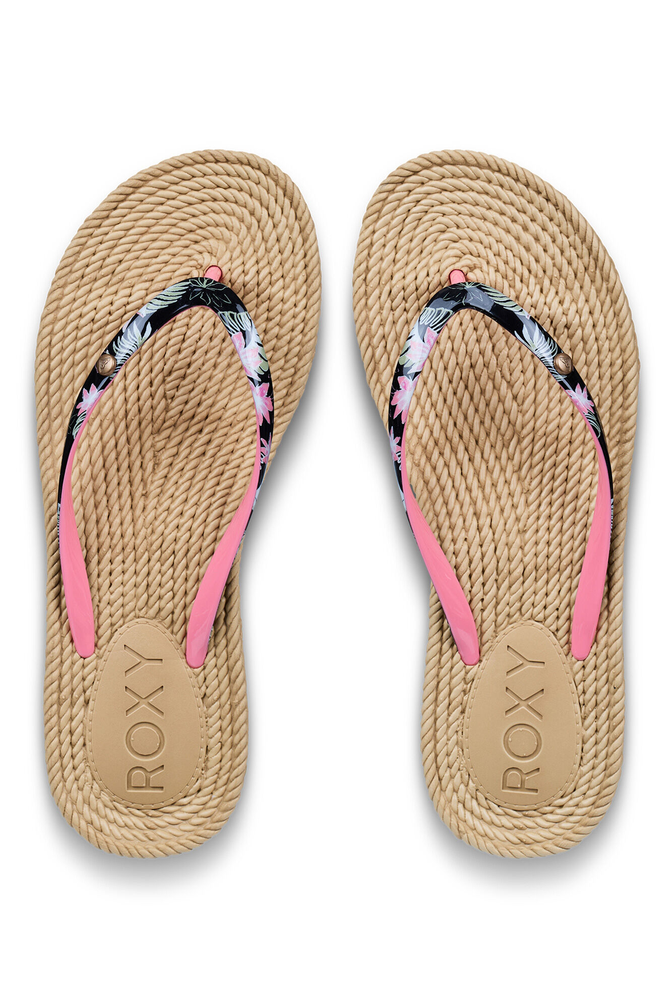 Roxy Chinelo tira tropical de r&aacute;fia