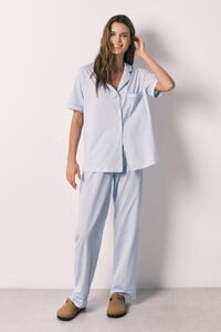 Women'secret Blue 100% cotton printed classic pyjamas