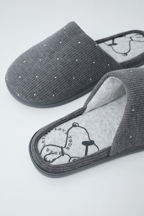 Women'secret Grey Snoopy studded slippers grey