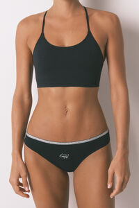 Women'secret Cueca cl&aacute;ssica de algod&atilde;o lurex preta