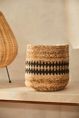 Calma House Cesto de yute con motivos negros Ural gris