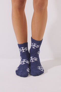 Womensecret Blue printed fluffy socks blue