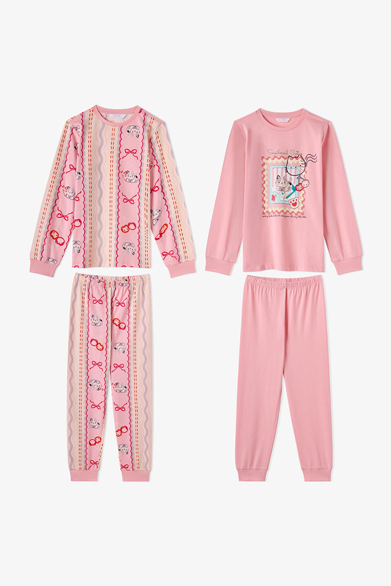 Penti Girls' Long Sleeve 2 Pack Pyjama Set