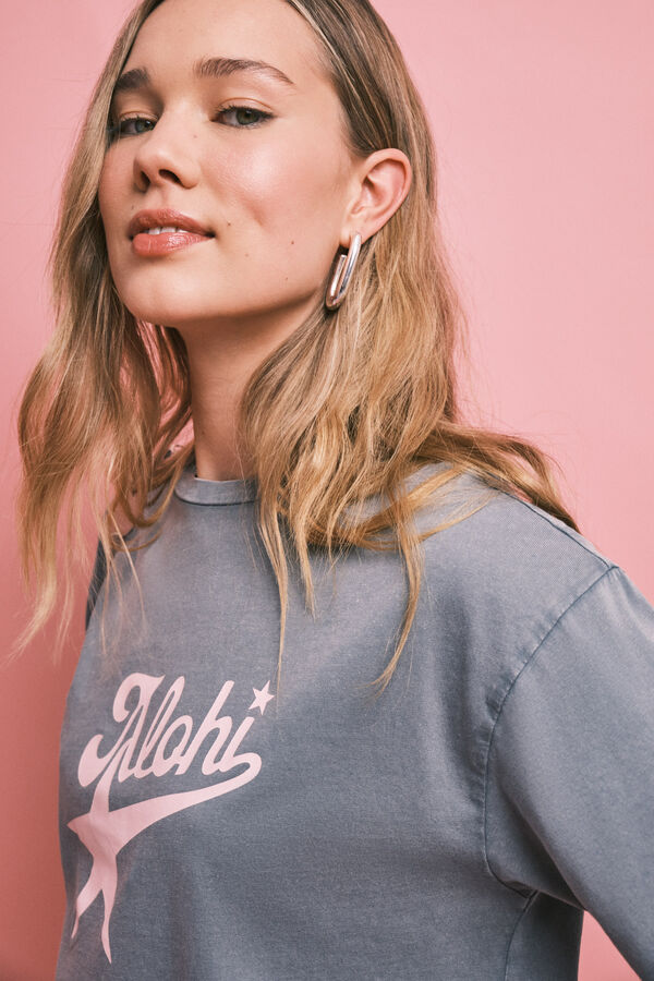 HI&BYE Grey cotton short sleeve T-shirt grey