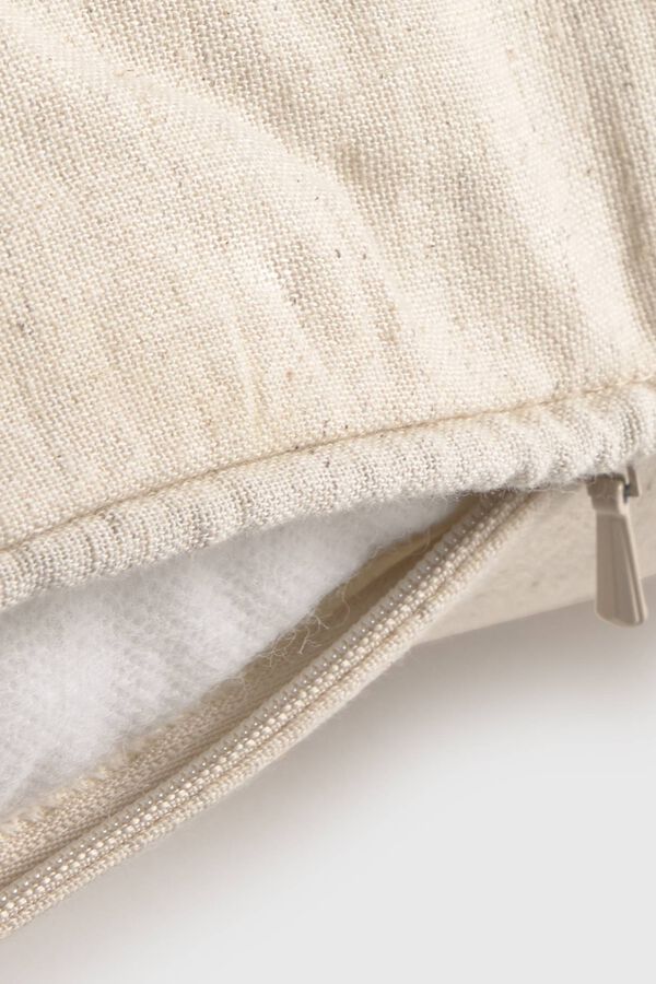 Textura Housse de coussin en coton brod&eacute;e de fleurs marron