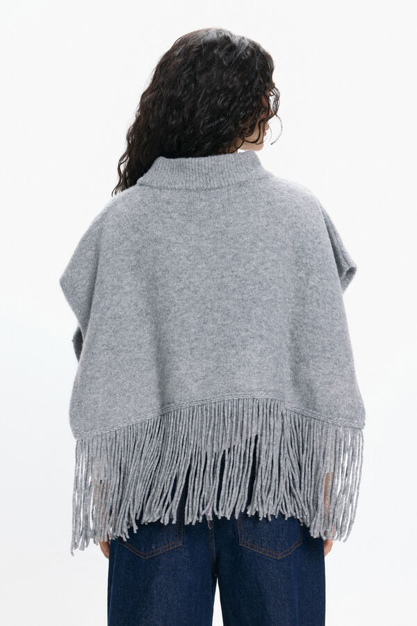 Pieces Poncho de flecos gris