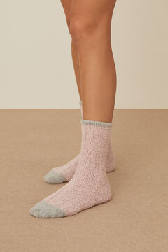 Womensecret Fluffy textured pink socks pink