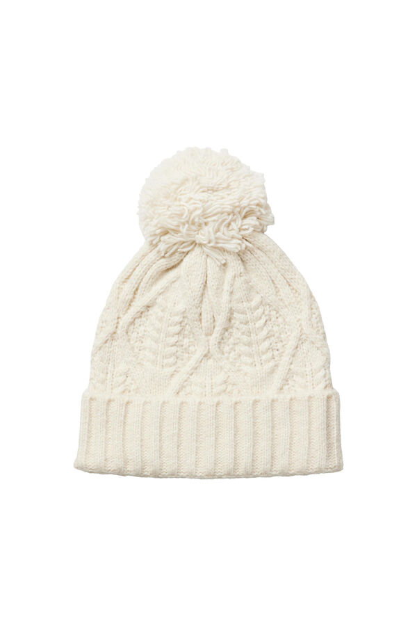 Pieces Gorro de estructura y con detalle dibujo en la superficie.Tacto suave y con Pomp&oacute;n. blanco