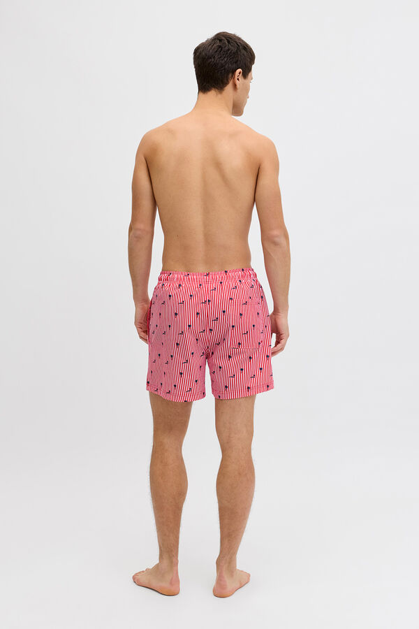 Jack & Jones Striped logo swimwear red