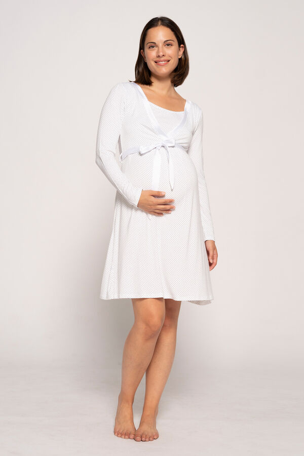 Womensecret Nursing nightgown with tie print white
