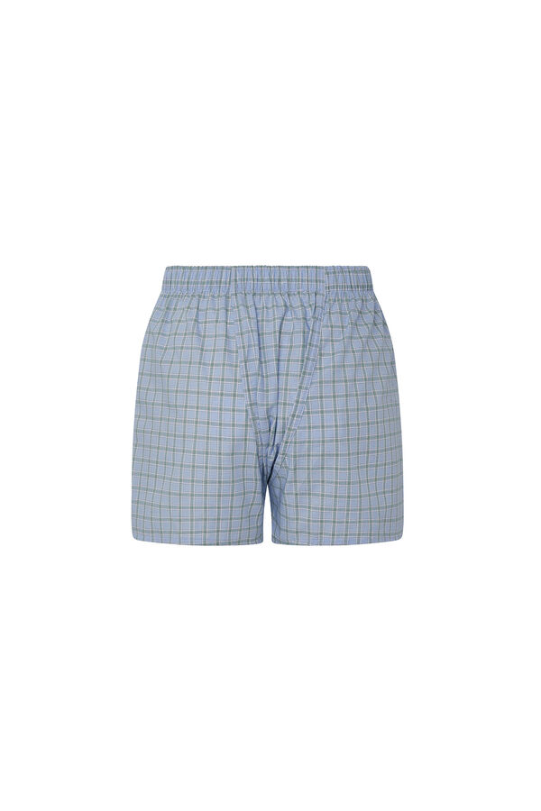 Kiff-Kiff Men's blue poplin shorts with a square blue