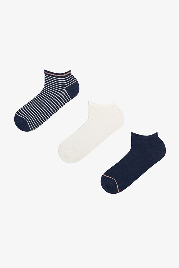 Penti Navy striped 3-pack ankle socks printed