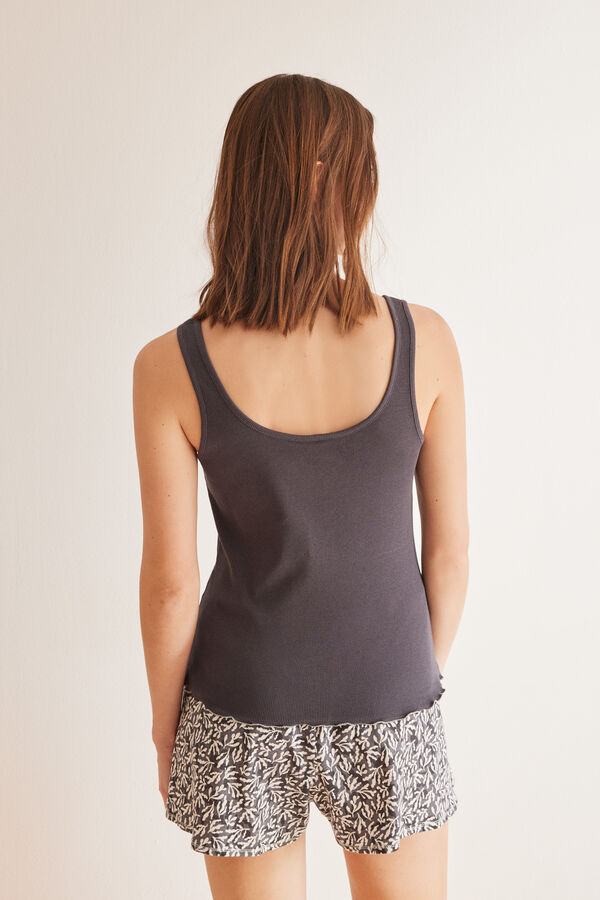 Womensecret Kurzer Pyjama aus 100 % korallenroter Baumwolle Grau