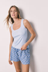 Women'secret Blue cotton short pyjamas with square neckline blue