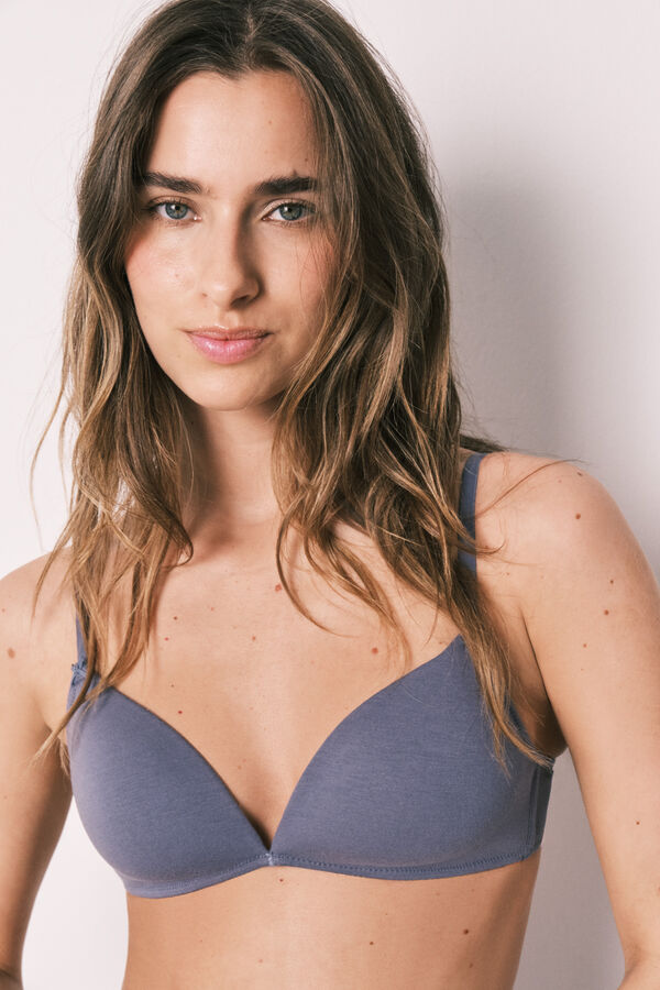 Women'secret Plavi pamučni trouglasti grudnjak CHARMING Plava