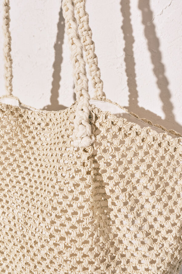 Women'secret Rafia beach shopper bag nude