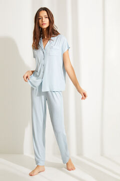 Womensecret Classic long-sleeved blue splodge print pyjamas green