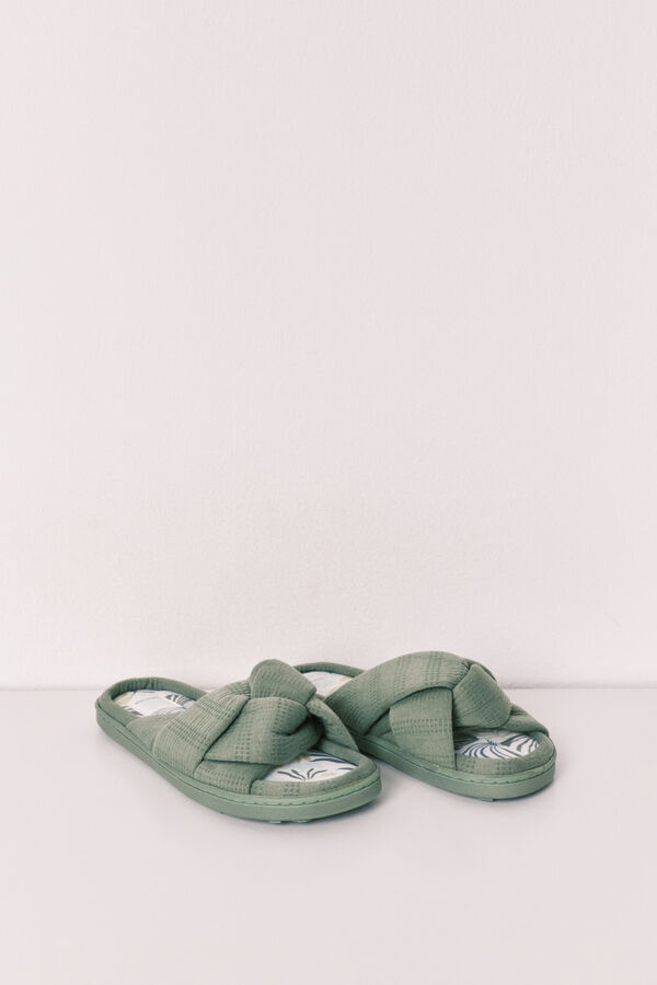 Women'secret Green knot slippers printed