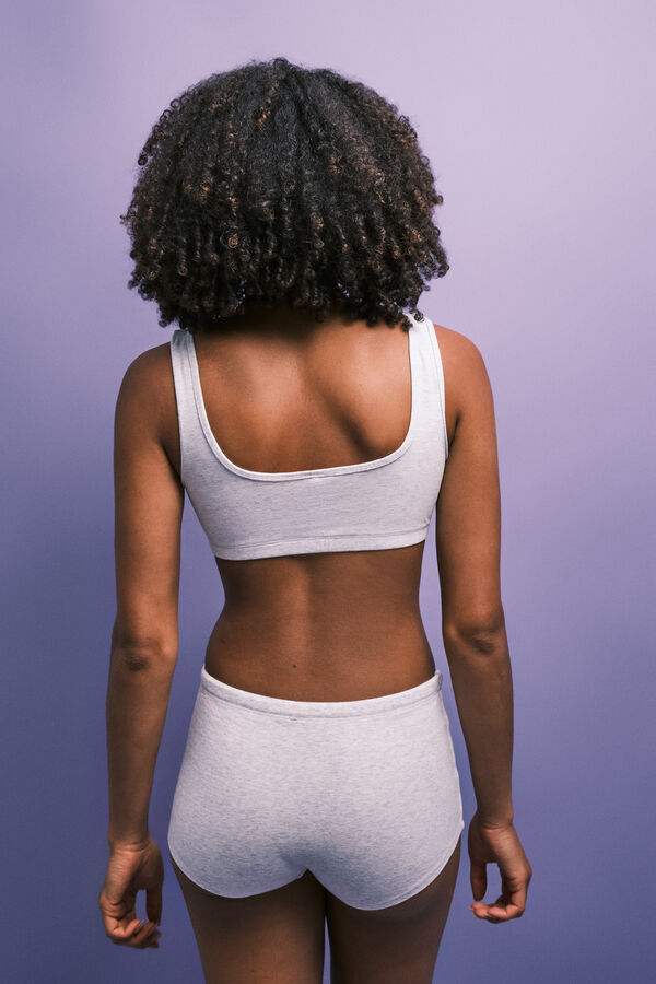 HI&BYE Mini short en coton m&eacute;lang&eacute; gris gris
