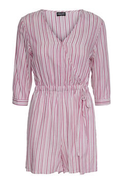 Womensecret Short stripe print jumpsuit pink