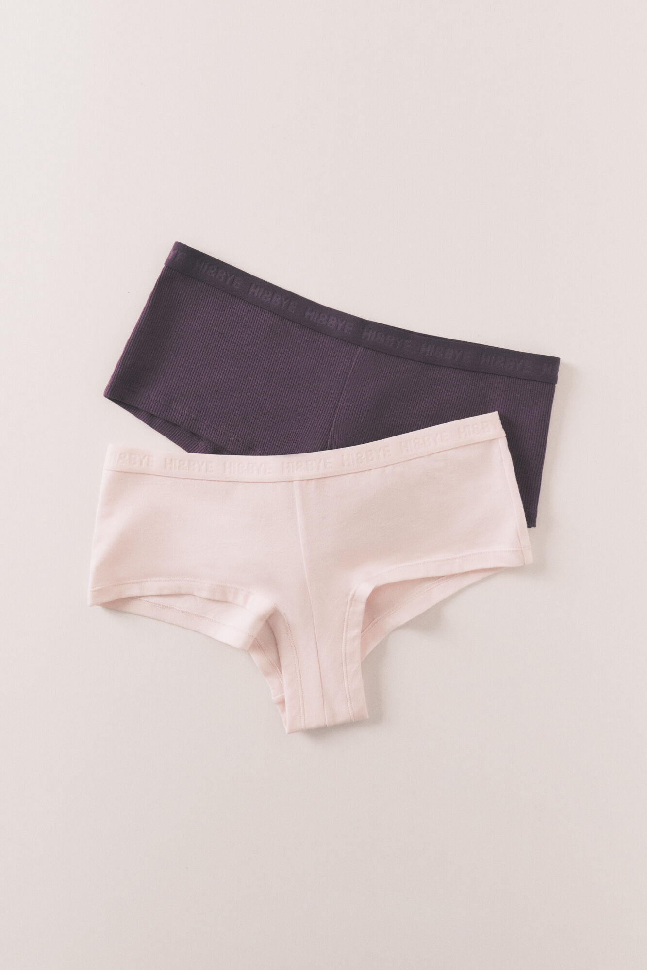 HI&BYE Purple and pink cotton boxer panties 2-pack