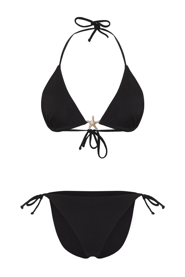 Trendyol Star detail triangle bikini set black