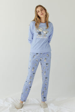 Womensecret Langer Pyjama Fleece Snoopy Blau Blau