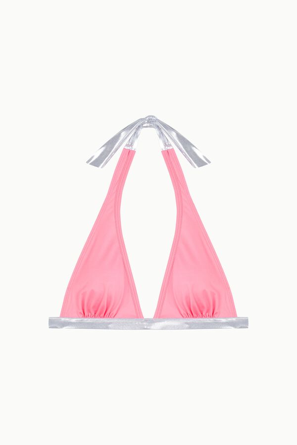 Cotton Sail Top bikini halter bicolor brillo rosa