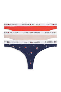 Tommy Hilfiger Pack 3 tangas algod&oacute;n liso y floral