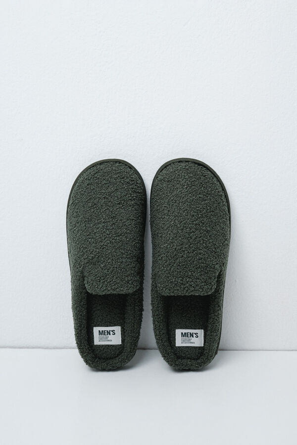 Women'secret Pantoufles en peau de mouton verte vert