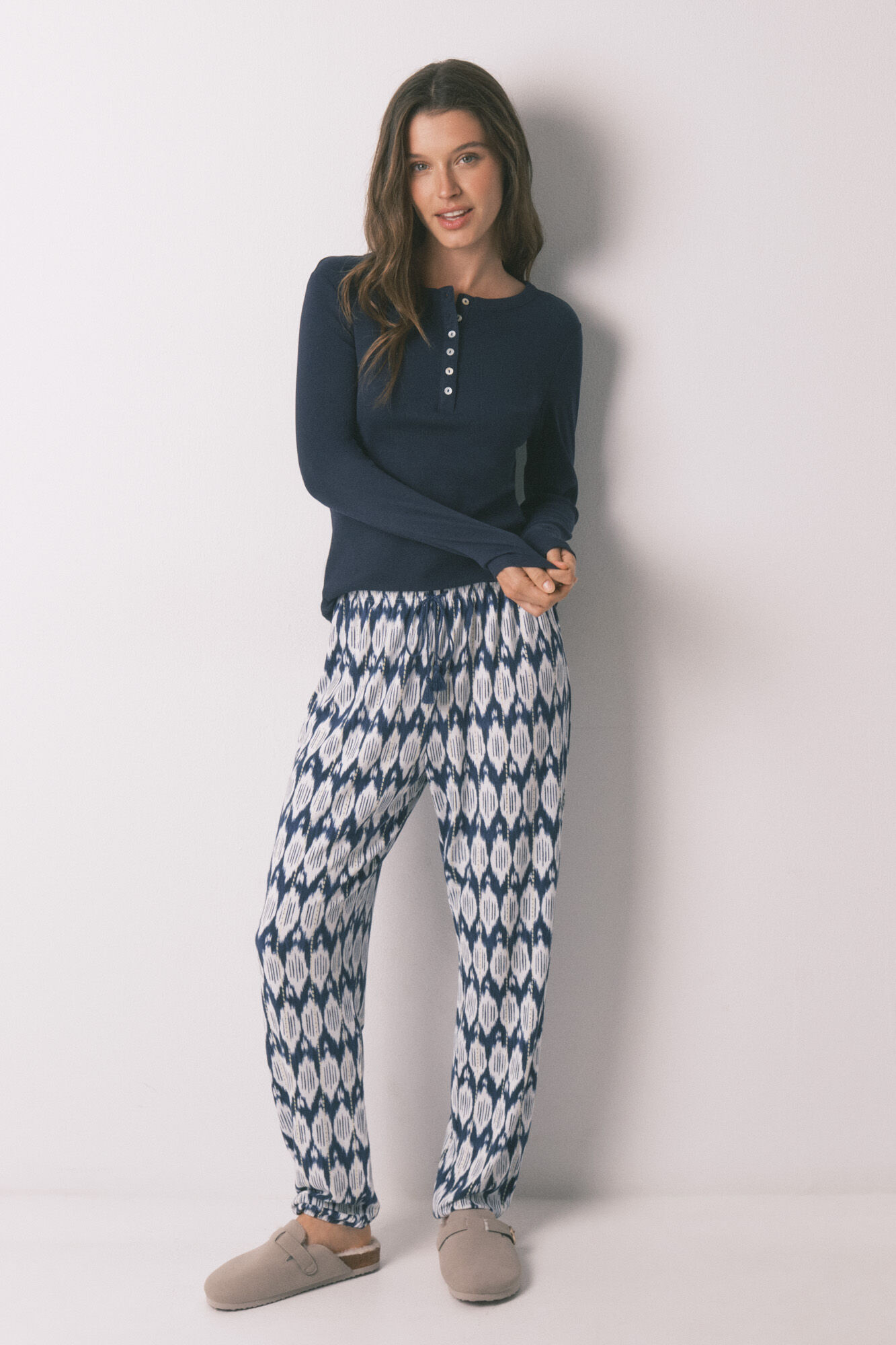 Women'secret Blue cotton long sleeve T-shirt