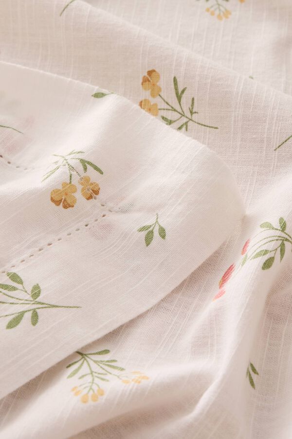 Textura Mantel algod&oacute;n flores estampado