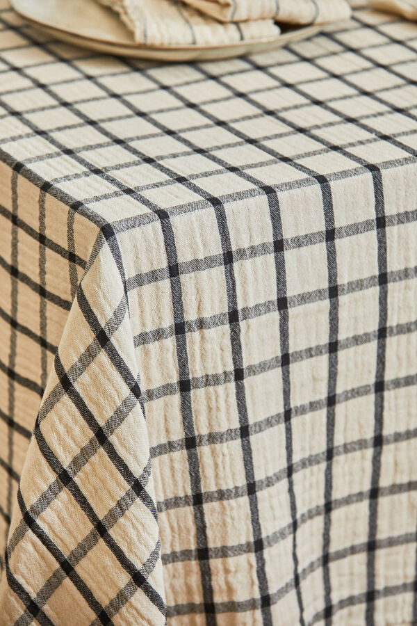 Calma House Mantel de muselina a cuadros crudo Piazze amarillo