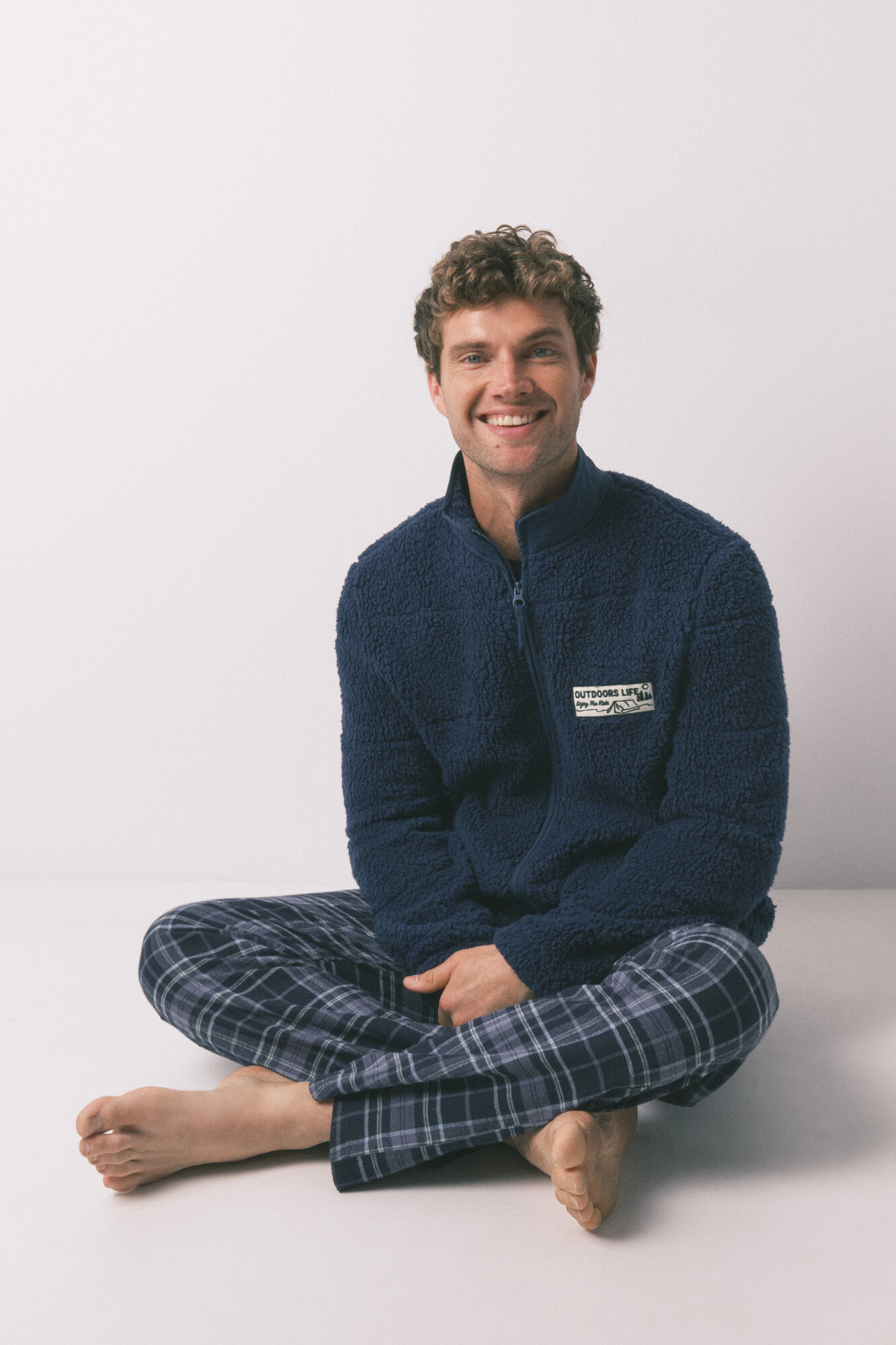 Women'secret Blue faux shearling stockings robe