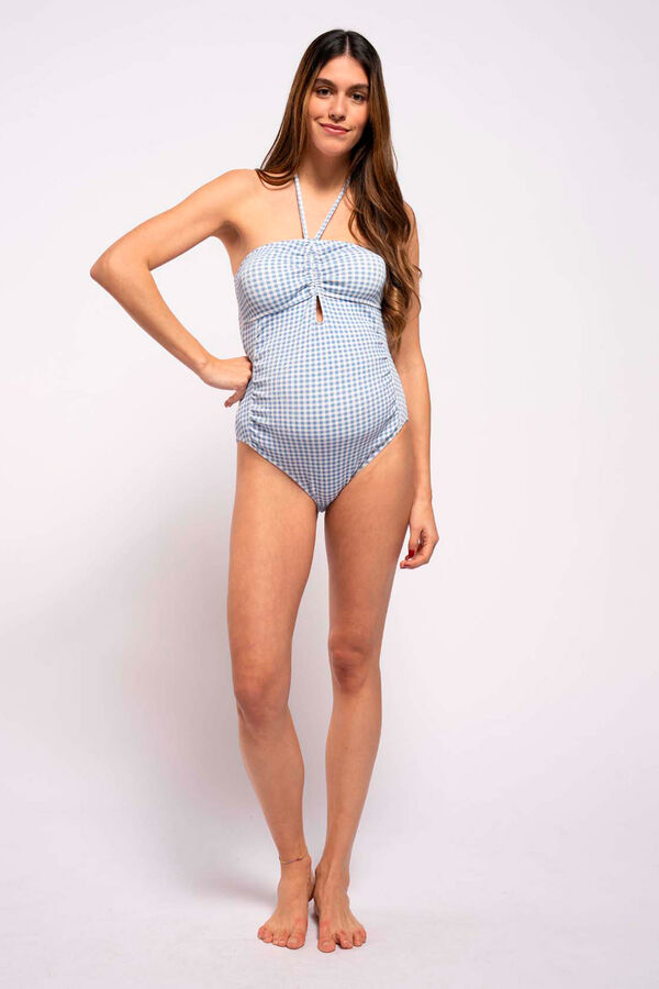 Womensecret Gingham print maternity swimsuit blue