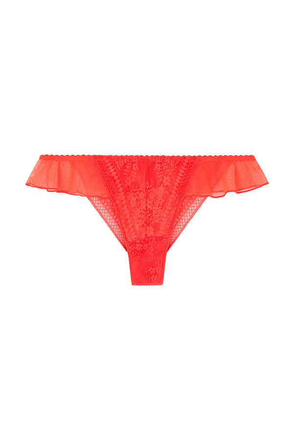 Womensecret Coral Brazilian lace panty red