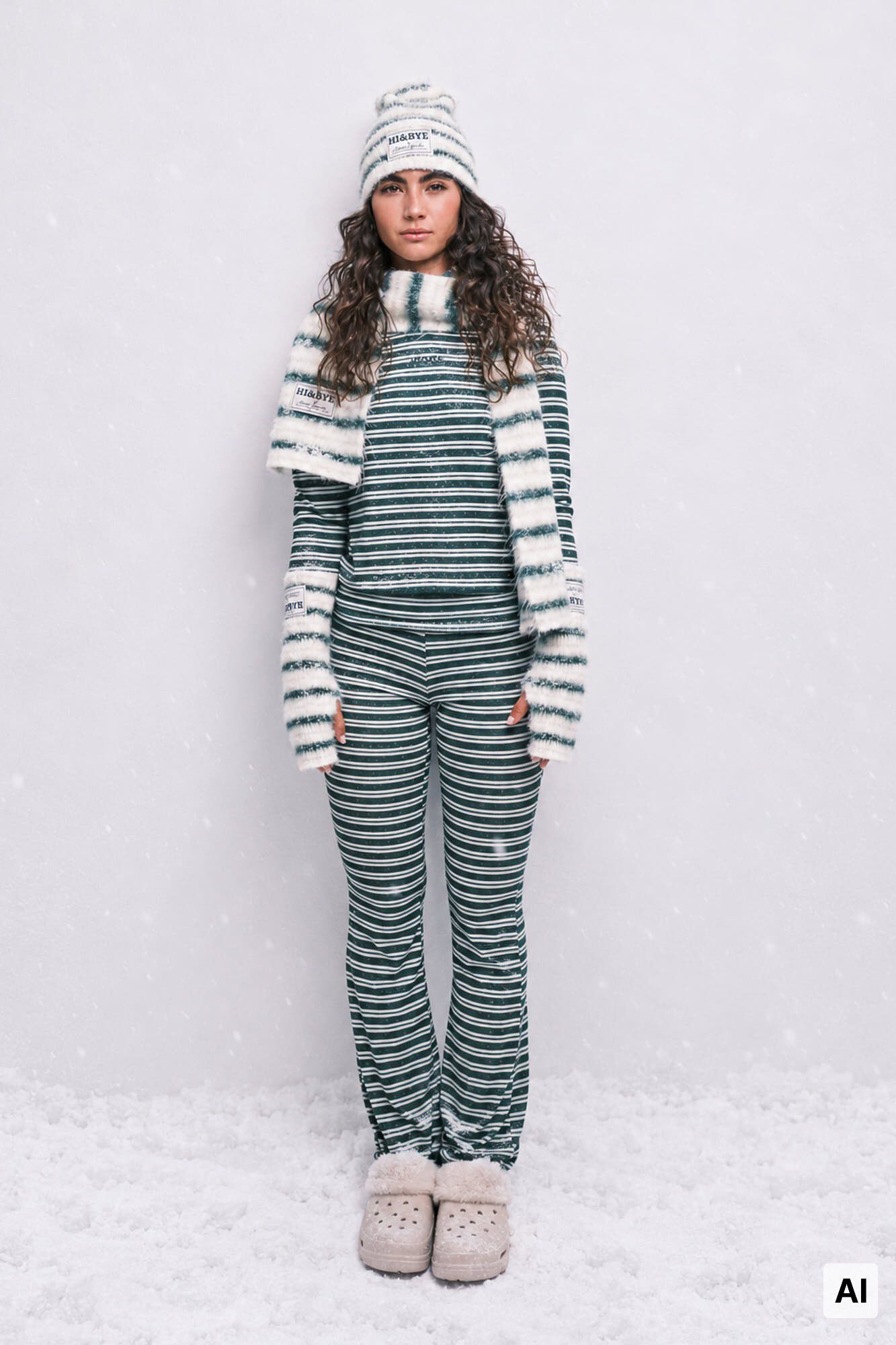 HI&BYE Green striped long pyjamas