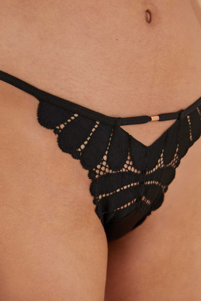 Womensecret Classic black embroidered lace panty black