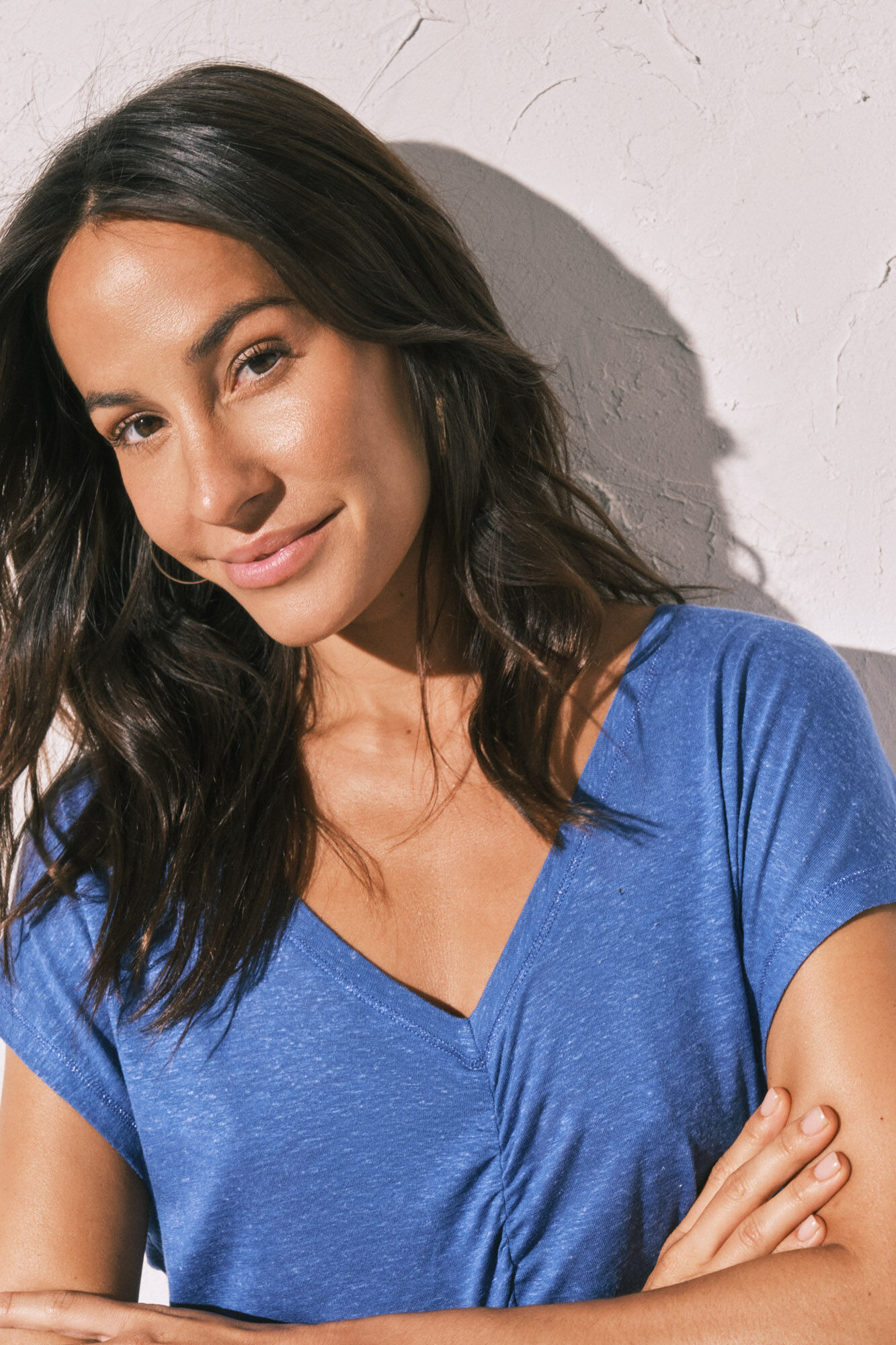 Women'secret Blue viscose linen short T-shirt