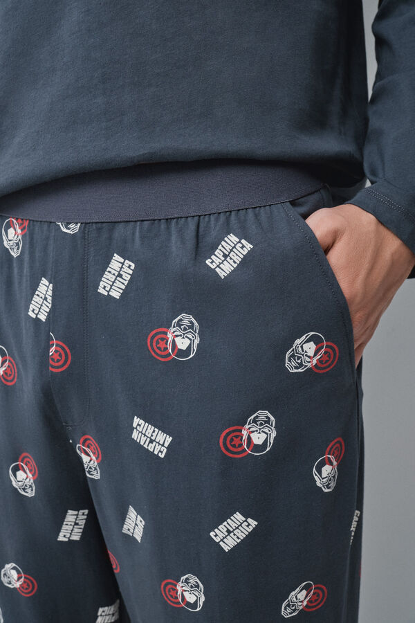 Women'secret Blue cotton long pyjamas Captain America grey