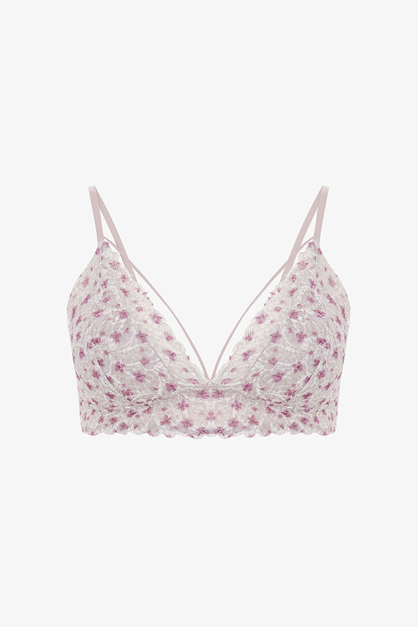 Penti Sujetador push up sin aros con encaje y estampado floral Luna beige