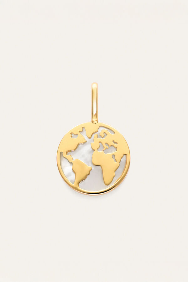 Singularu Charm Welt Perlmutt Gold Bad mit Print