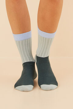 Womensecret 3-pack multicolour striped cotton mid-calf socks printed