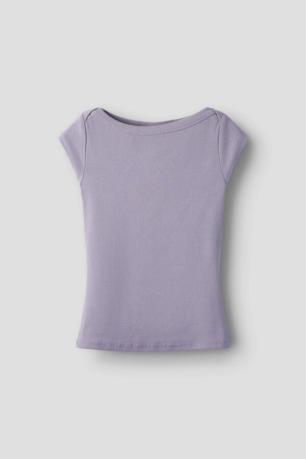 Lmtd Camiseta manga corta canal&eacute; el&aacute;stico morado/lila