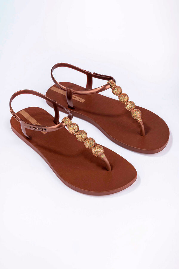 Ipanema Sandalia con tira en T y brillo marr&oacute;n