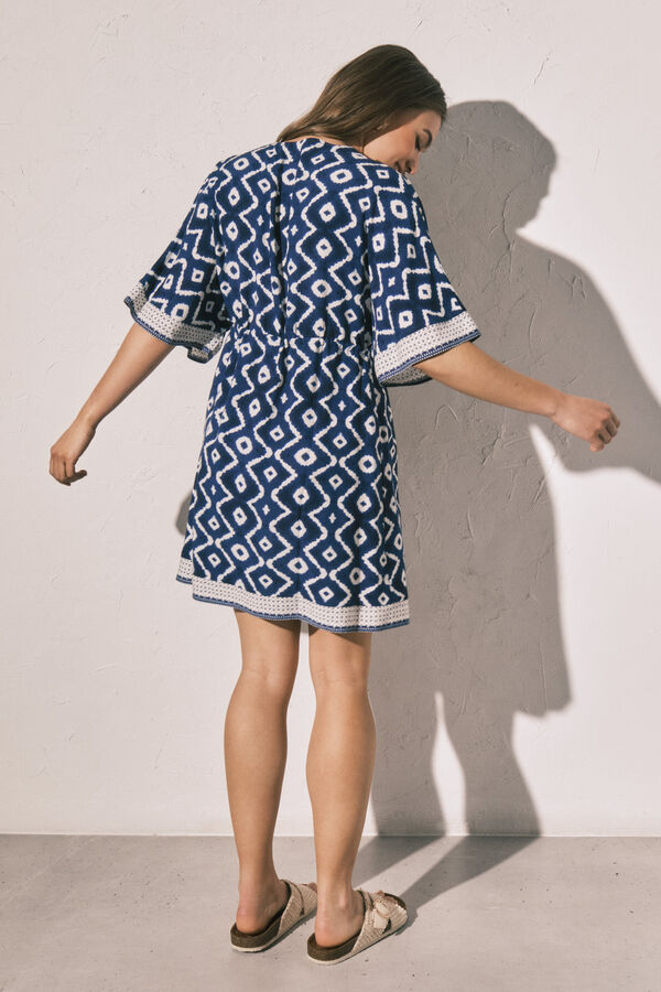 Women'secret Blue printed camisole short dress blue